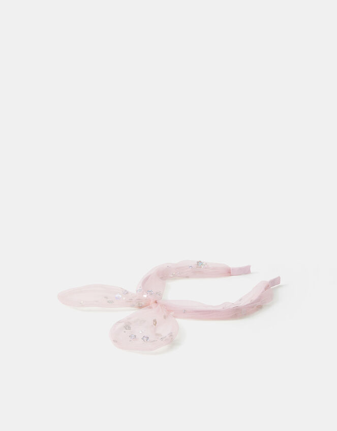 Girls Flower Mesh Bow Headband, , large