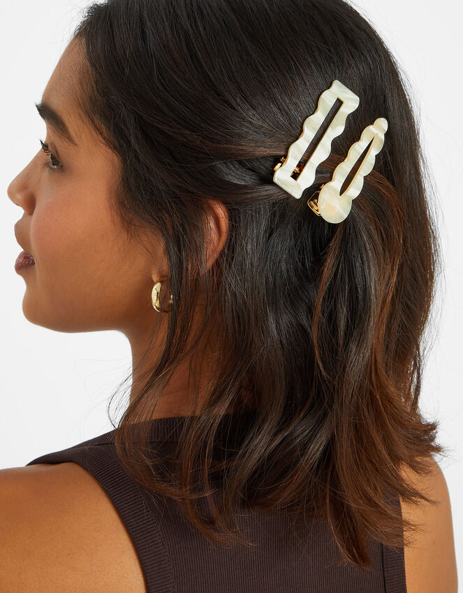 2-Pack Wiggle Resin Hair Clips Natural, , large