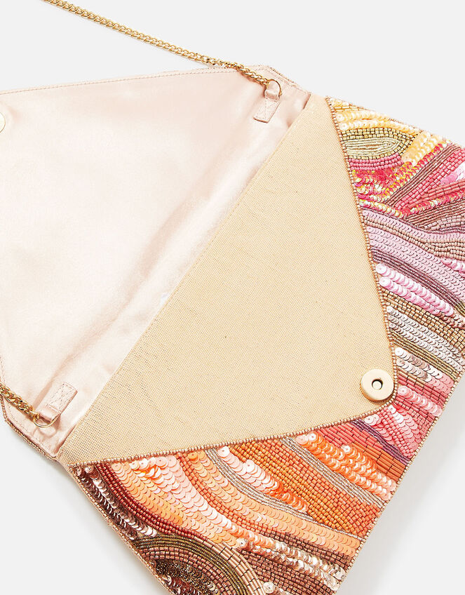 Multi Sequin Sunset Clutch Bag, , large