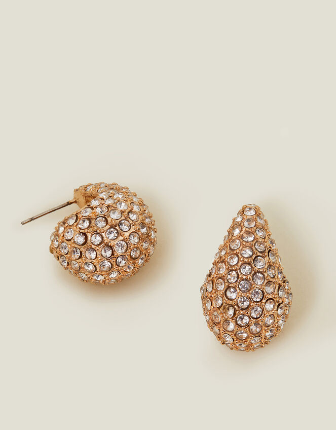 Diamante Curve Drop Earrings, , large
