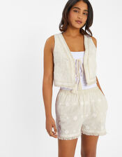 Mirror Embroidered Waistcoat, Ivory (IVORY), large