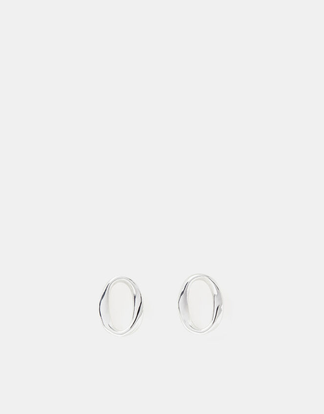 Sterling Silver Link Stud Earrings, , large