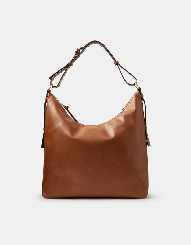 Slouchy Buckle Strap Shoulder Bag, Tan (TAN), large