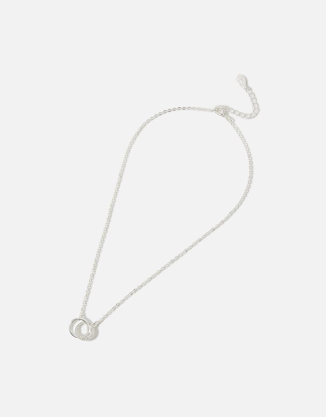 Pave Link Circle Necklace, Silver (SILVER), large