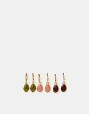 3-Pack Mini Resin Drop Hoop Earrings, , large