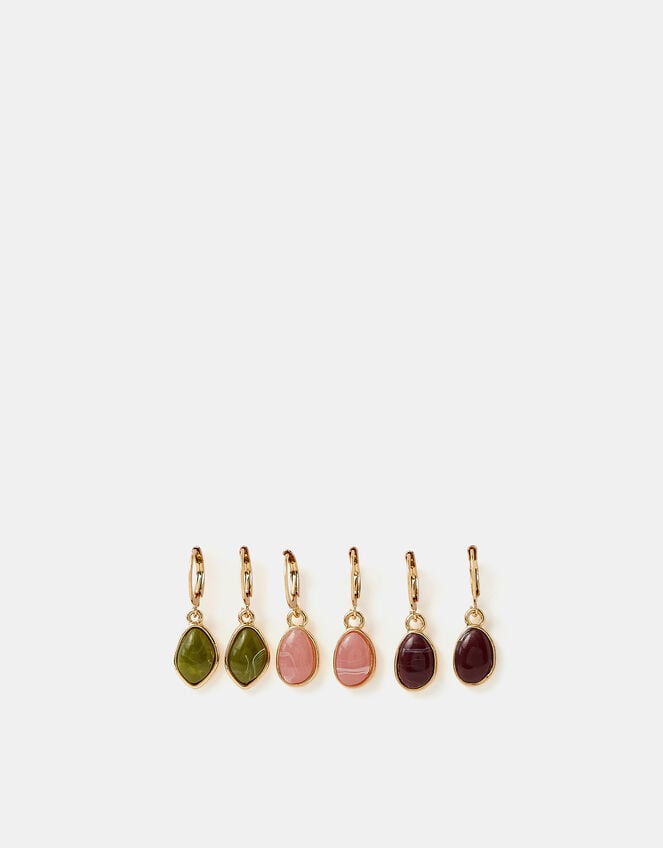 3-Pack Mini Resin Drop Hoop Earrings, , large