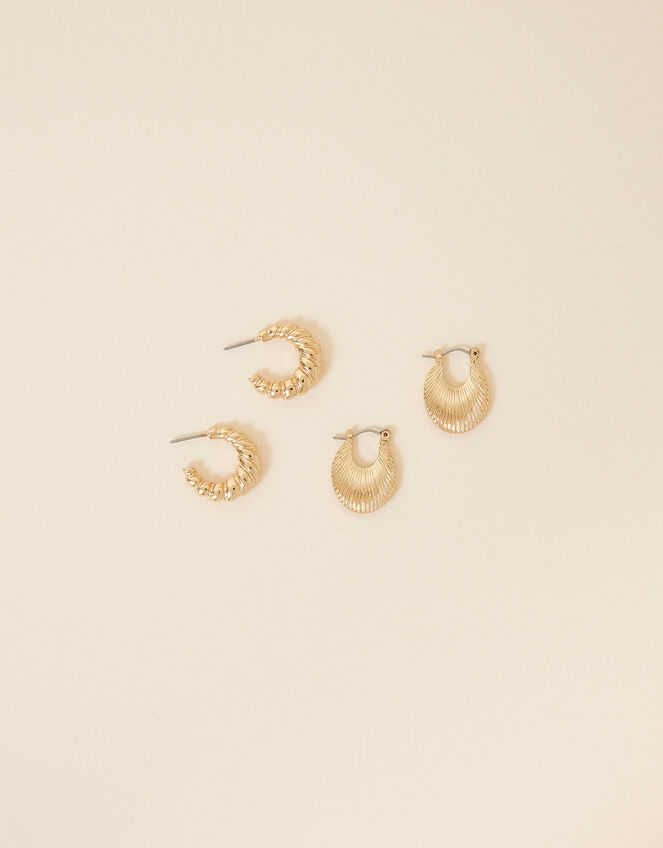 Croissant and Ribbed Oval Hoops Set of Two, , large
