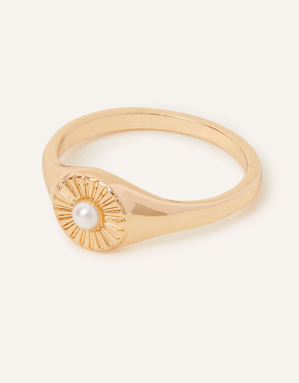 Pearl Signet Ring , Cream (PEARL), large