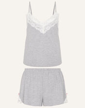 Lace Trim Short Pyjamas Set, Grey (GREY), large