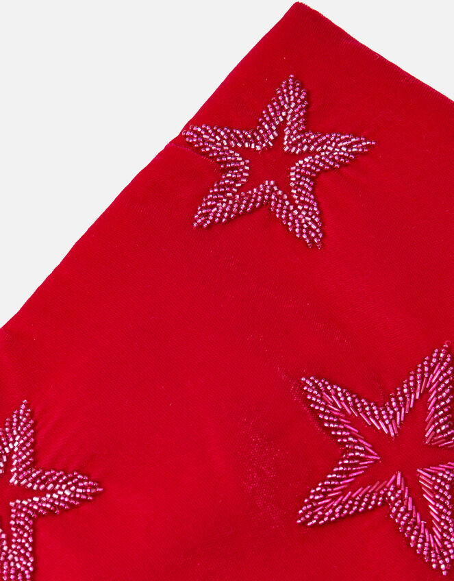 Star Embroidered Velvet Stocking , Pink (FUCHSIA), large