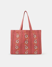 Floral Embroidered Shopper Bag, , large