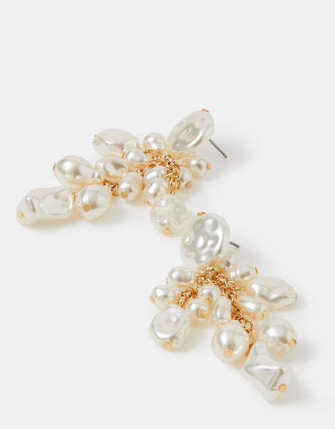 Pearl Cluster Drop Earrings, , large