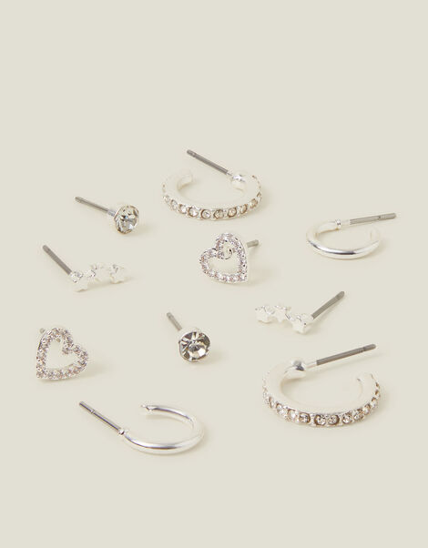 10-Pack Diamant&eacute; Star Stud & Hoop Earrings, , large