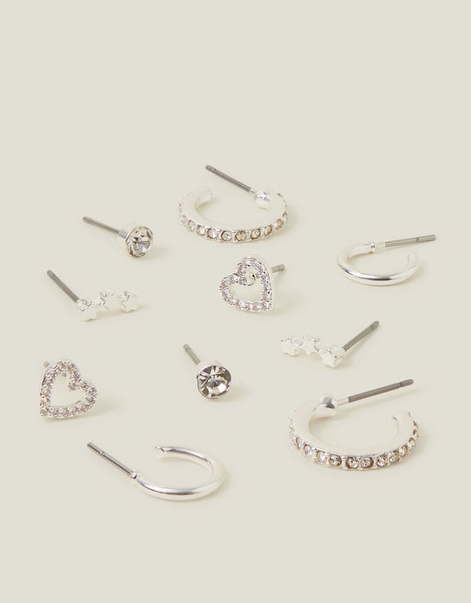 10-Pack Diamant&eacute; Star Stud & Hoop Earrings, , large