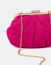 Pleated Suedette Clutch Bag, Pink (FUCHSIA), large