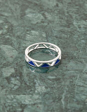 Sterling Silver Triangle Band Ring, Blue (NAVY), large