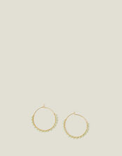 14ct Gold-Plated Beaded Hoops, , large