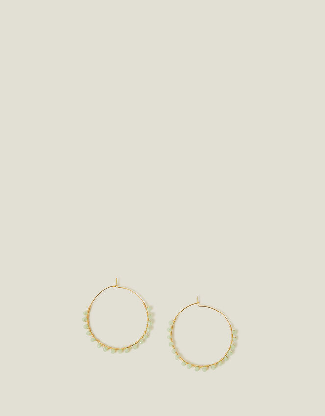 14ct Gold-Plated Beaded Hoops, , large