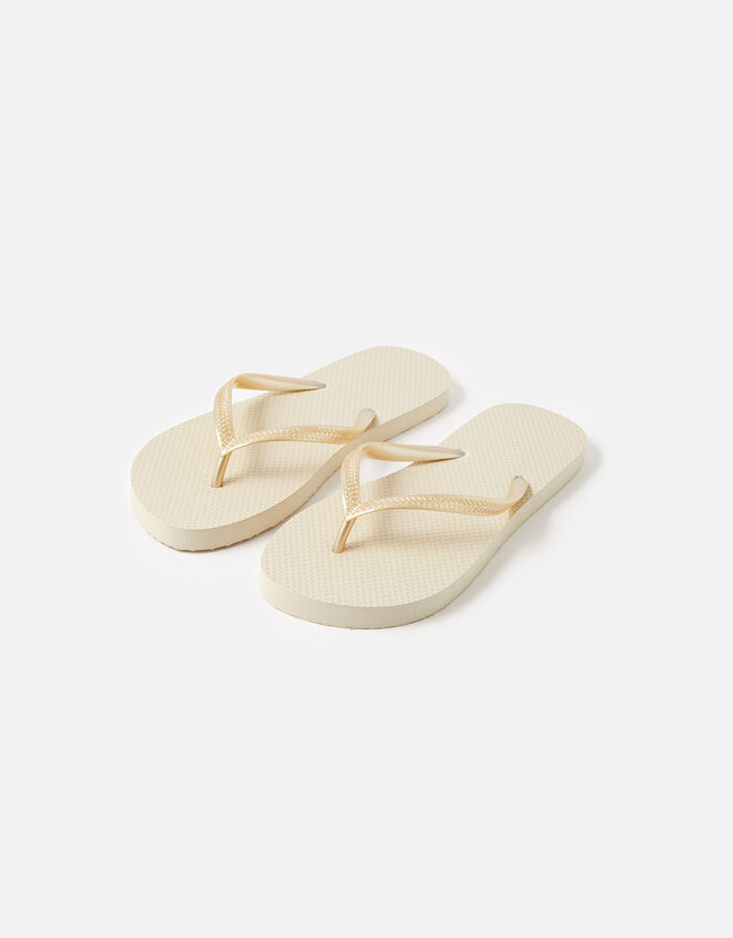 Embroidered Flip Flops, Gold (GOLD), large