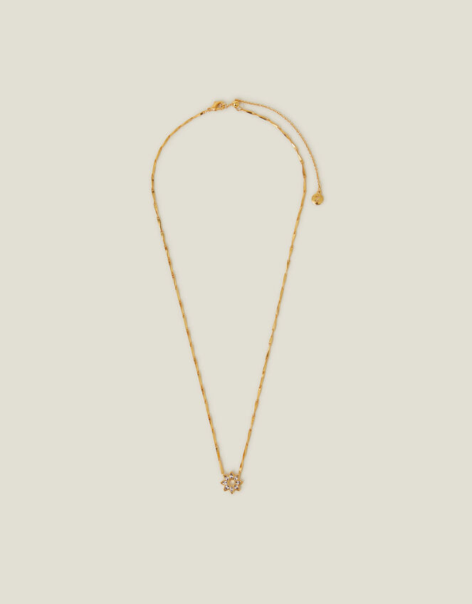 14ct Gold-Plated Teardrop Flower Pendant Necklace, , large