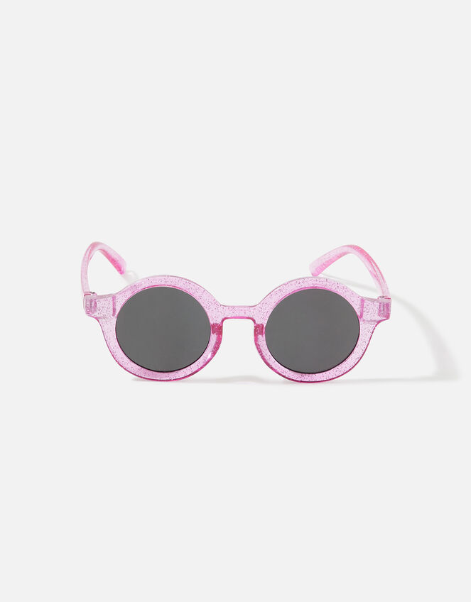 Girls Glitter Round Sunglasses, Pink (PINK), large