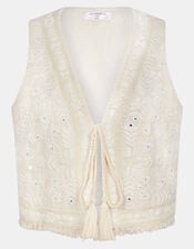 Mirror Embroidered Waistcoat, Ivory (IVORY), large
