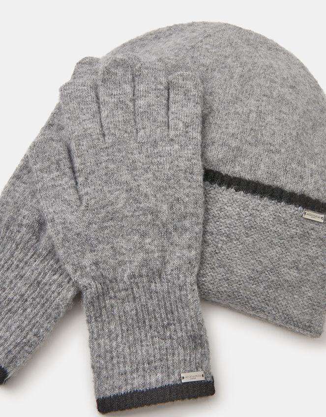 Knit Beanie Hat & Gloves Set, , large