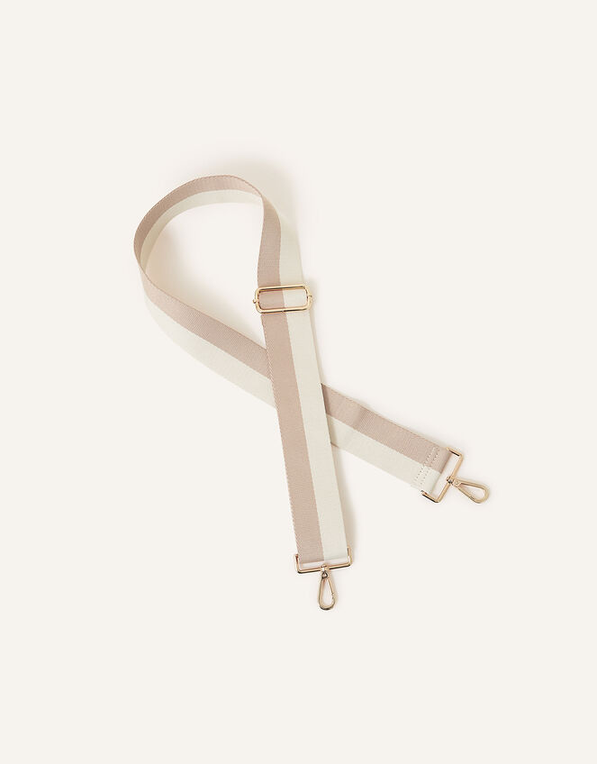 Two Tone Stripe Webbing Bag Strap, Natural (NATURAL), large
