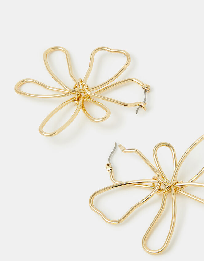 Statement Flower Hoop Earrings, , large