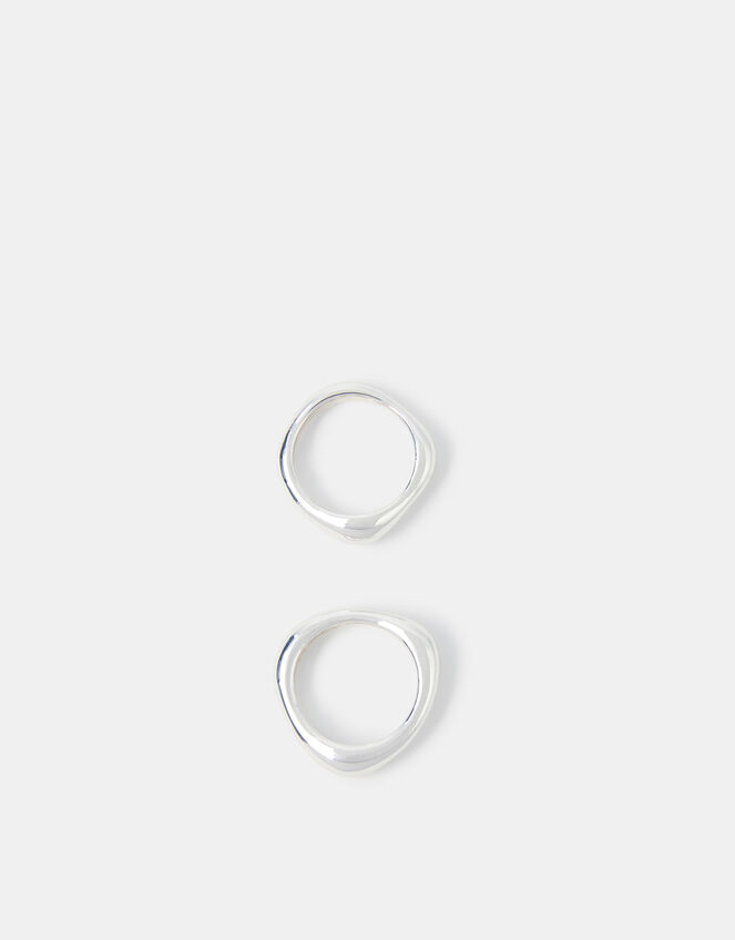 2-Pack Sterling Silver-Plated Irregular Rings, Silver (ST SILVER), large