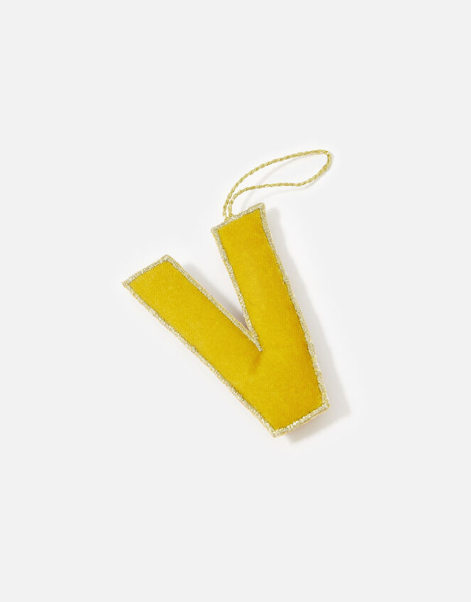 Embellished Initial Hanging Decoration, Yellow (OCHRE), large