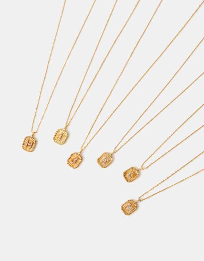 14ct Gold-Plated Initial Tag Pendant Necklace, Gold (GOLD), large