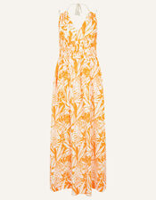 Foliage Print Strappy Sundress, Yellow (YELLOW), large