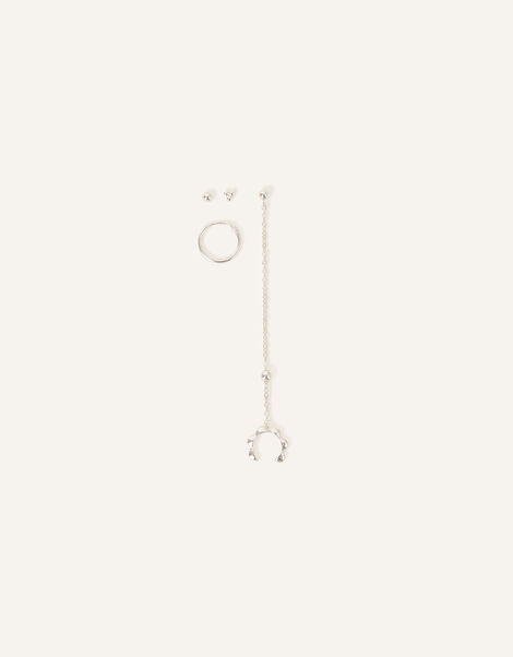 Sterling Silver Irregular Chain Earrings 5 Pack, , large