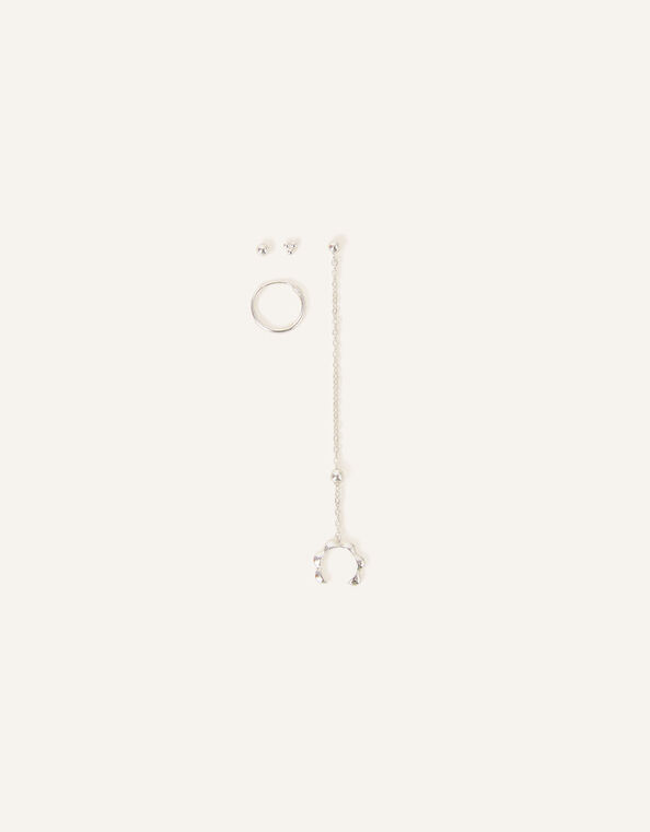 Sterling Silver Irregular Chain Earrings 5 Pack, , large