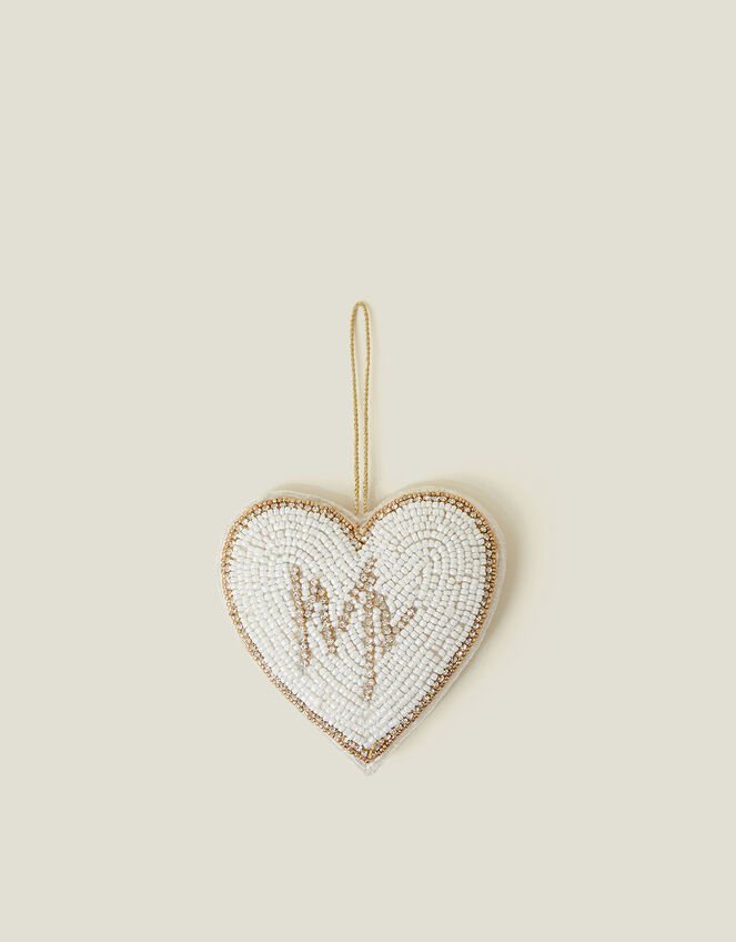 Beaded Mr Heart Christmas Tree Decoration, , large