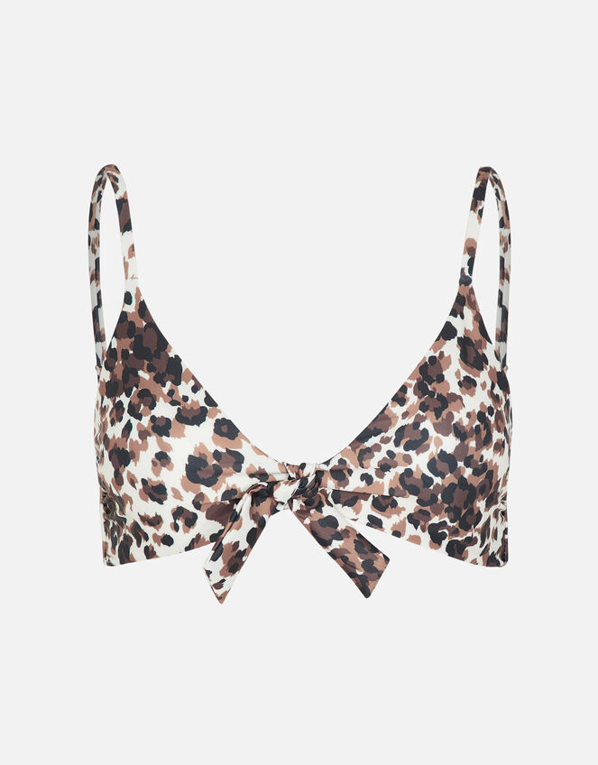 Leopard Tie Bikini Top, Brown (BROWN), large