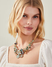 Gem Flower Statement Necklace, , large