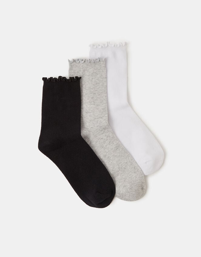 3-Pack Frill Ankle Socks, , large