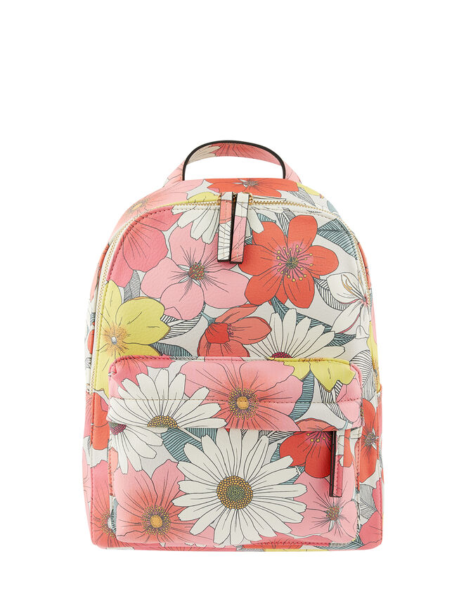 Floral Print Backpack, , large