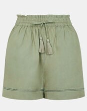 High Waist Beach Shorts, Green (KHAKI), large