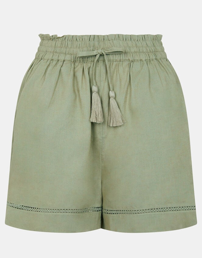 High Waist Beach Shorts, Green (KHAKI), large