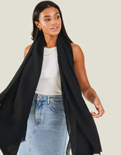 Lightweight Plain Scarf, Black (BLACK), large