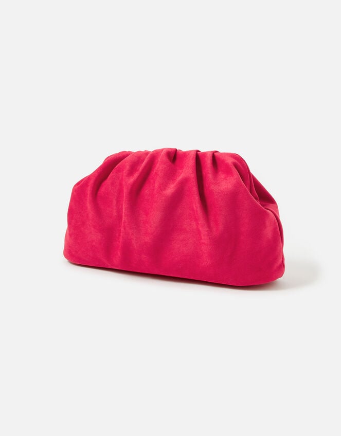 Suedette Soft Pleat Clutch, , large