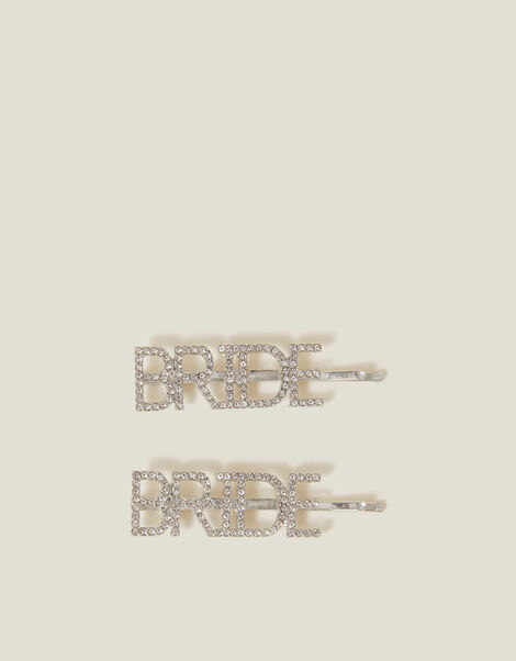 2-Pack Diamante Bride Hair Slides, , large