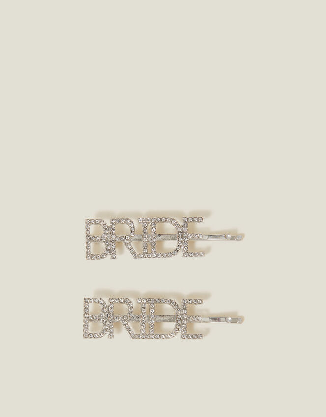 2-Pack Diamante Bride Hair Slides, , large