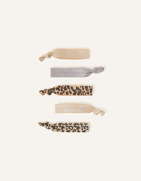 Leopard Print Hair Tie 5 Pack, , large