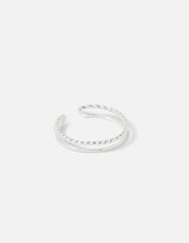 Sterling Silver Plain Torque Ring, Silver (ST SILVER), large