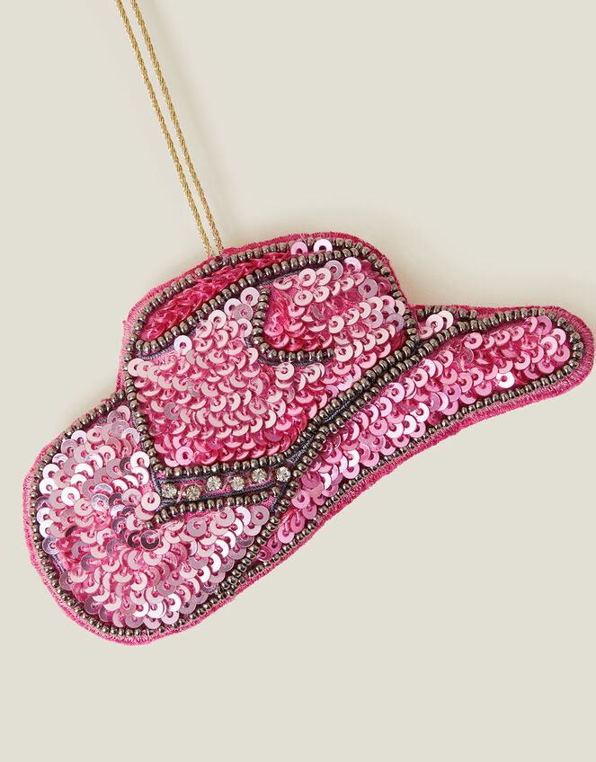 Sequin Cowboy Hat Christmas Tree Decoration, , large