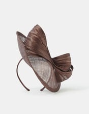 Bow Teardrop Fascinator, Brown (CHOCOLATE), large